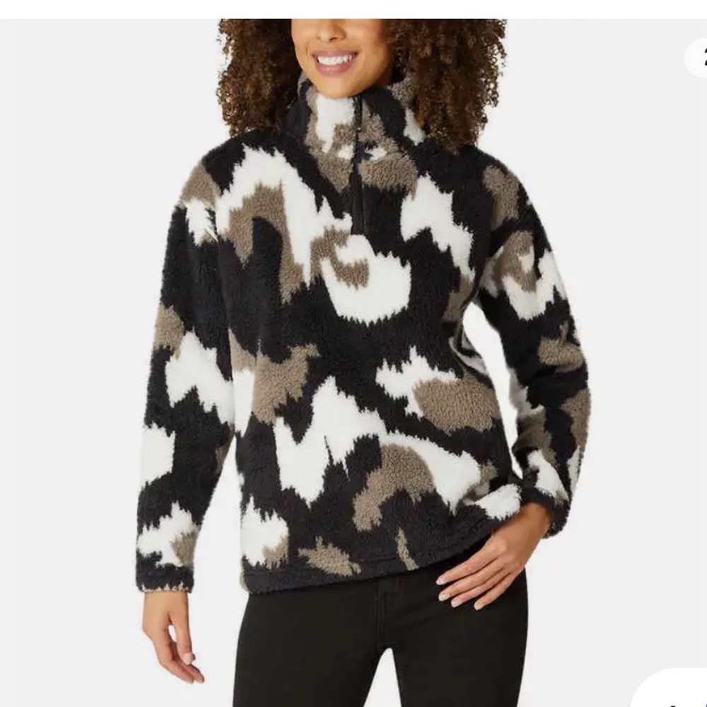 NWT Eddie Bauer Ladies' Plush Sherpa Quarter Zip Mock Neck Pullover